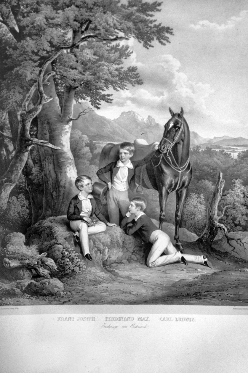 František Josef I. s bratry Litho od Josef Kriehuber