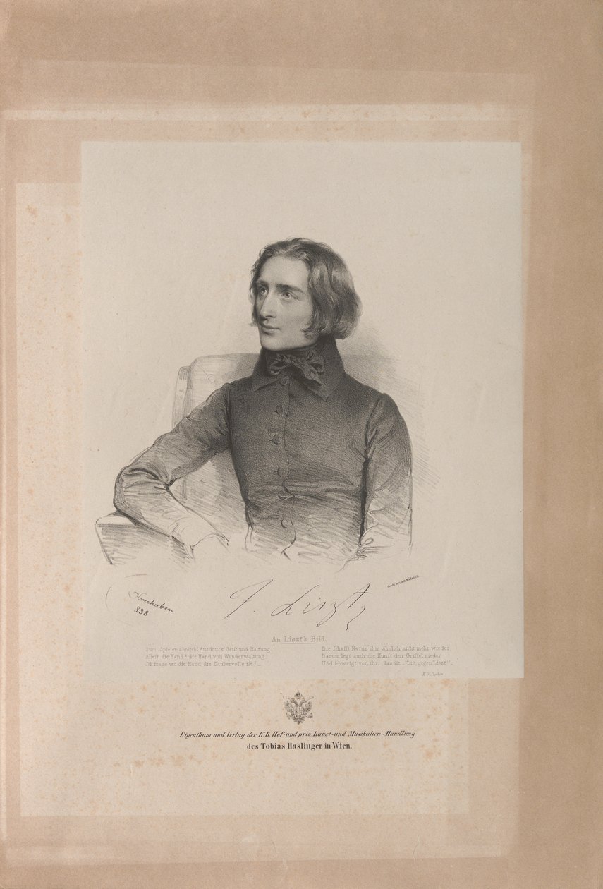 Portrét Franze Liszta 1811-1886, 1838. od Josef Kriehuber