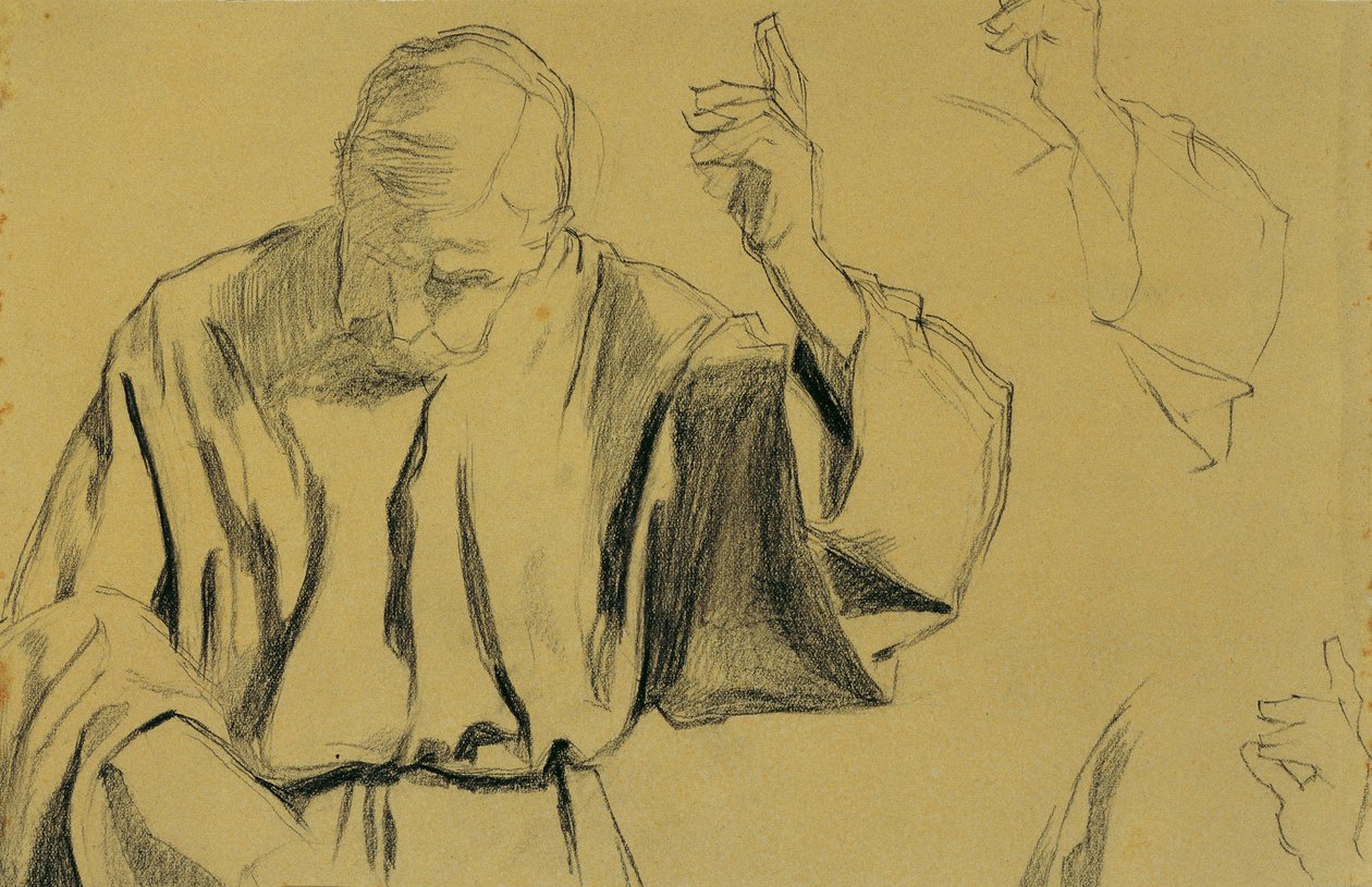 Studie drapérie k obrazu "Christi Ascension" od Josef Wawra
