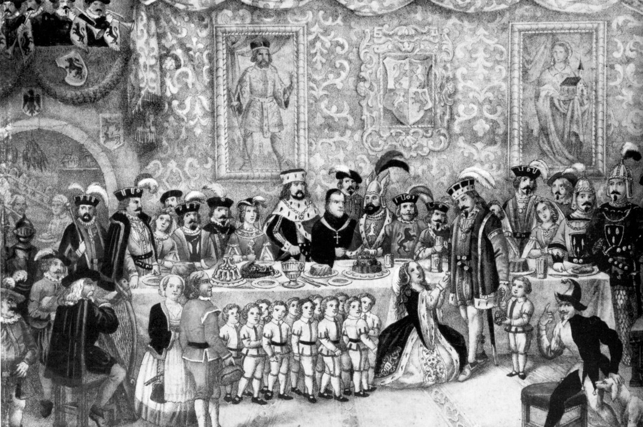 Welfensage, provedený jako karnevalová hra 3. března 1862 od Joseph Bayer