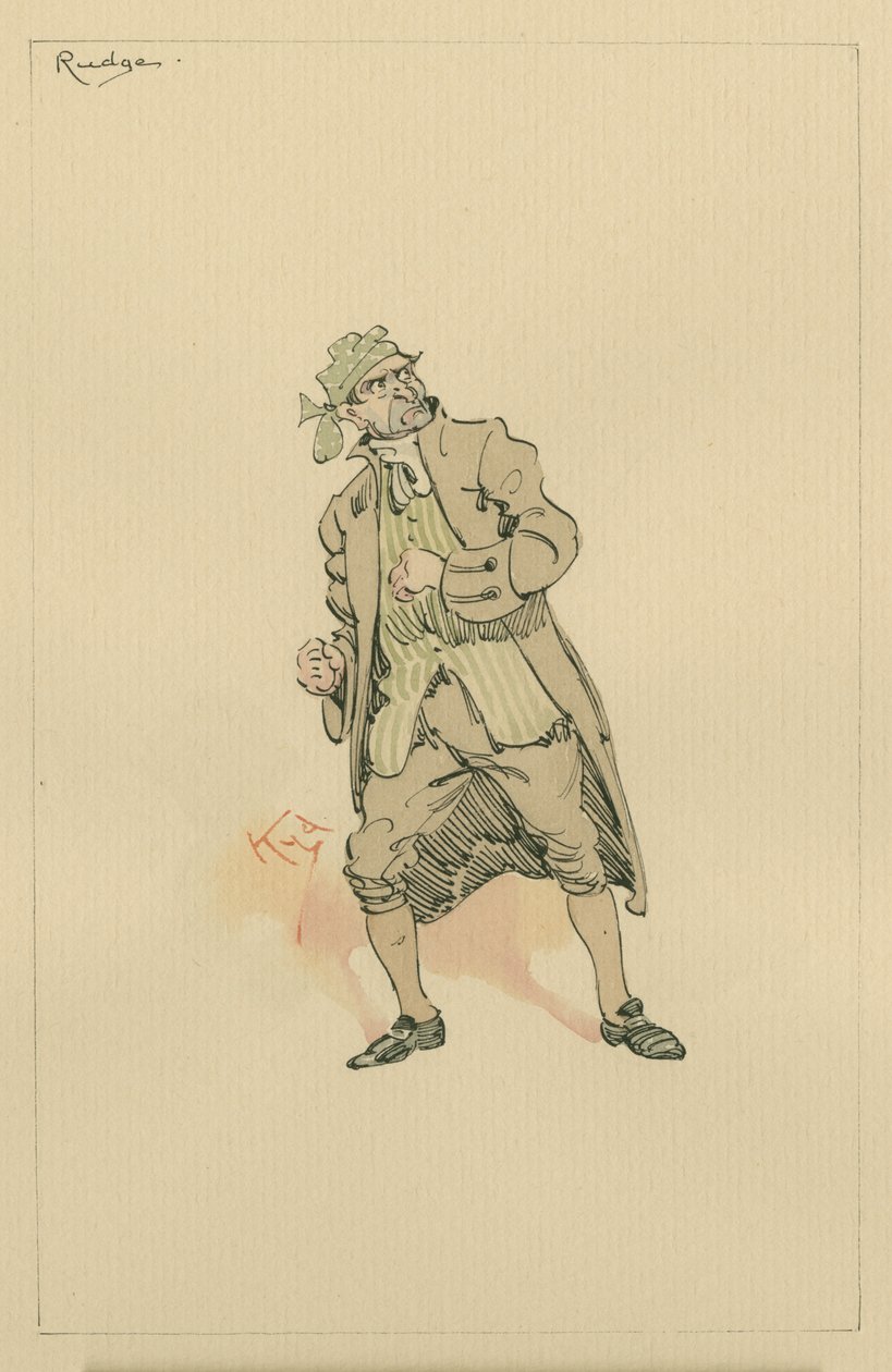 Barnaby Rudge Sr, cca 1920 (pero a inkoust s wc na papíře) od Joseph Clayton Clarke