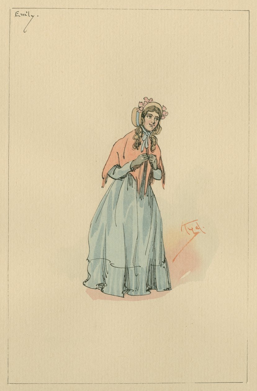 Emily, cca 20. léta (pero a inkoust s wc na papíře) od Joseph Clayton Clarke