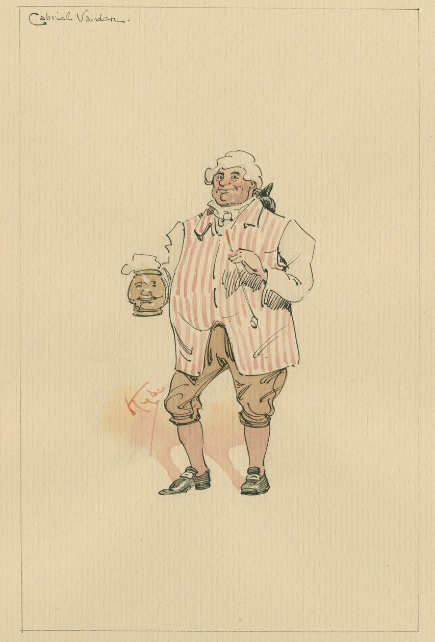 Gabriel Varden, cca 1920 (pero a inkoust s wc na papíře) od Joseph Clayton Clarke