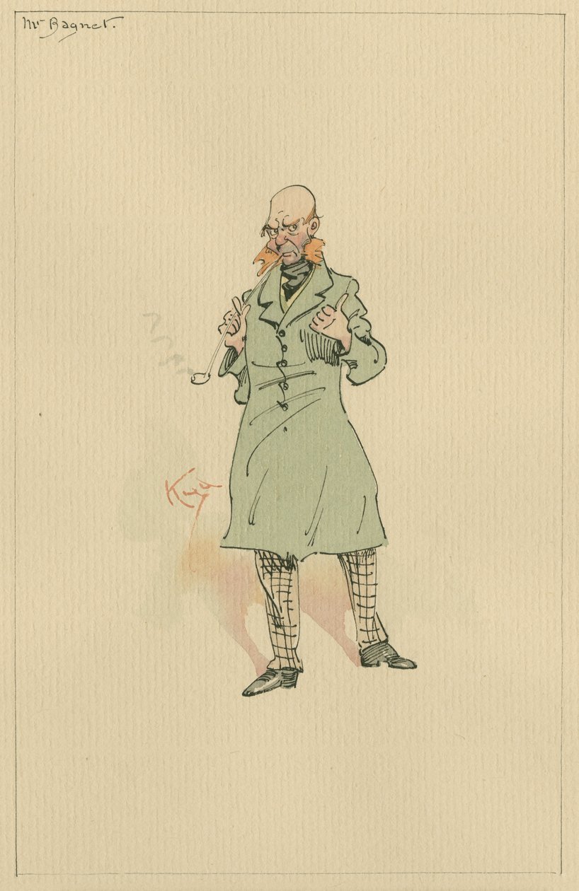 Pan Bagnet, cca 1920 (pero a inkoust s wc na papíře) od Joseph Clayton Clarke