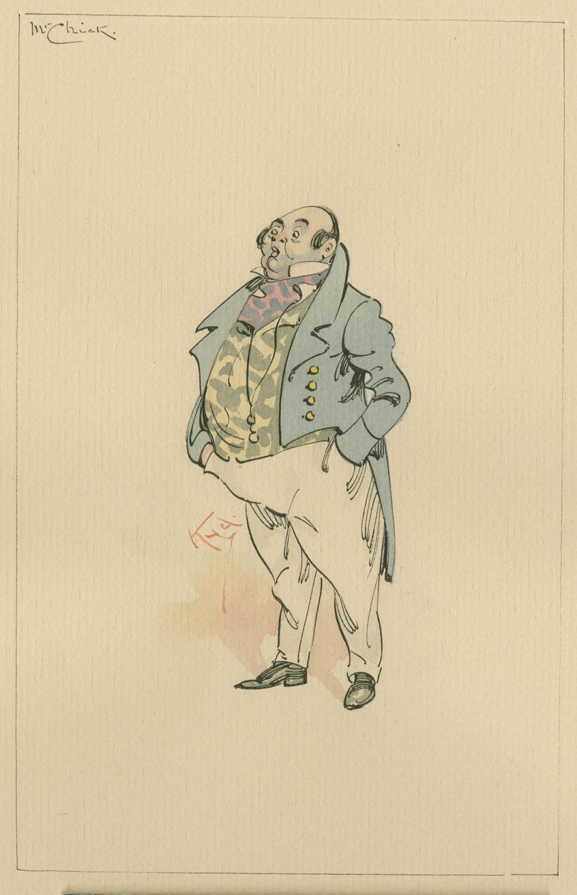 Mr Chick, cca 1920 (pero a inkoust s wc na papíře) od Joseph Clayton Clarke