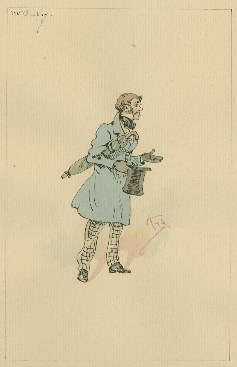 Pan Guppy, cca 1920 (pero a inkoust s wc na papíře) od Joseph Clayton Clarke