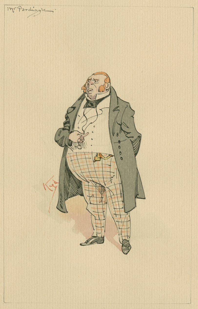 Pan Pardiggle, cca 20. léta (pero a inkoust s wc na papíře) od Joseph Clayton Clarke