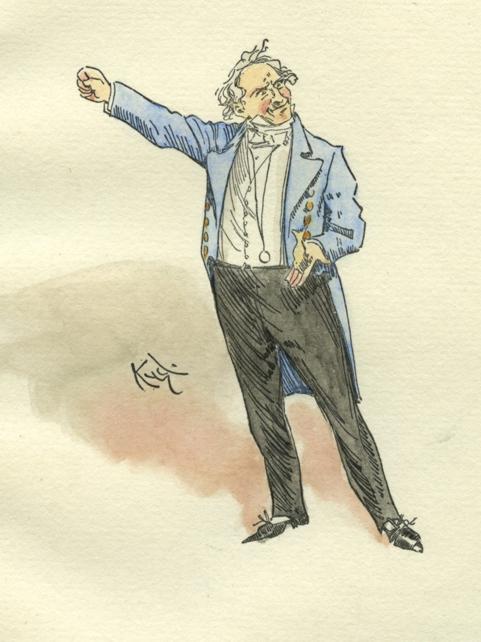 Pan Pickwick z The Pickwick Papers (inkoust a wc na papíře) od Joseph Clayton Clarke