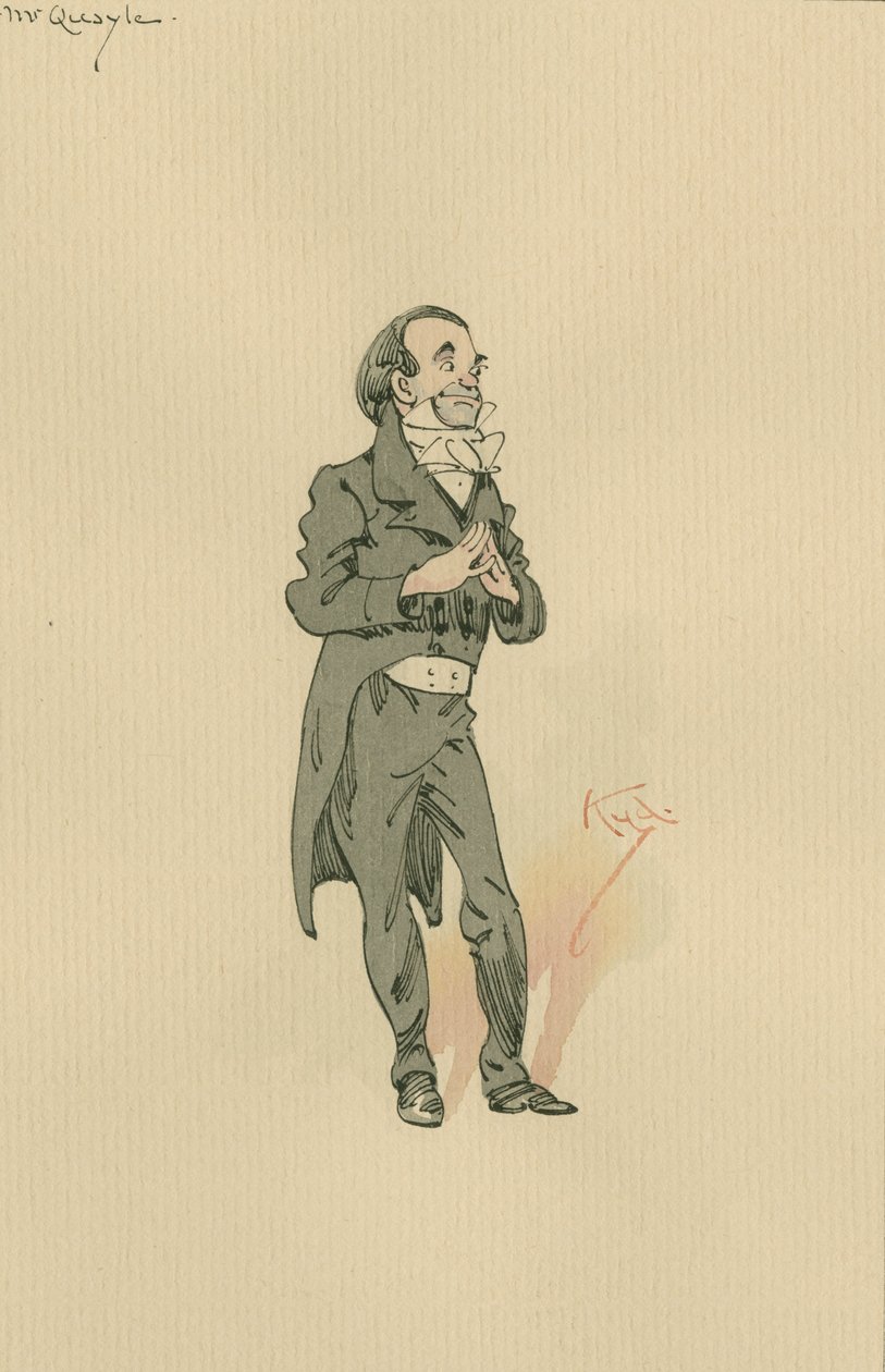 Pan Quayle, cca 1920 (pero a inkoust s wc na papíře) od Joseph Clayton Clarke