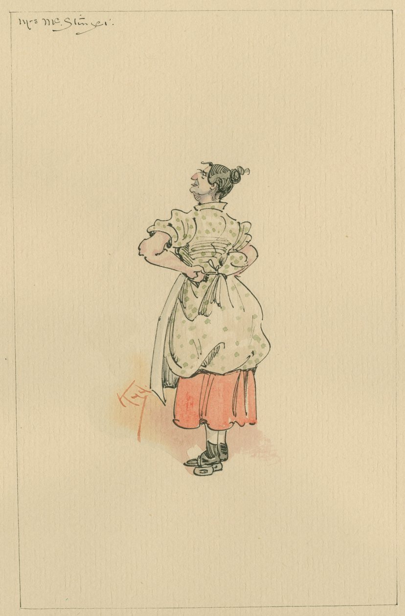 Paní MacStinger, cca 1920 (pero a inkoust s wc na papíře) od Joseph Clayton Clarke