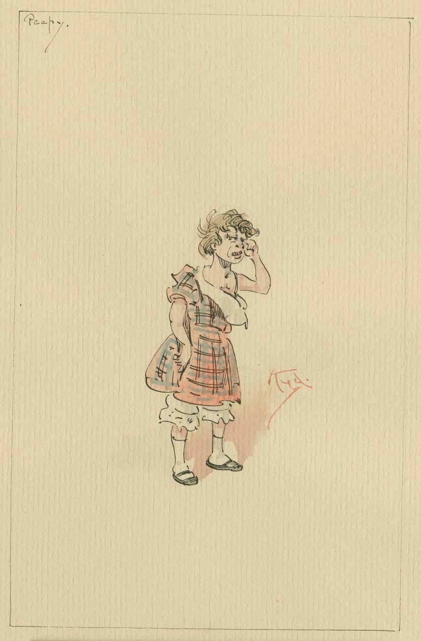 Peepy, cca 1920 (pero a inkoust s wc na papíře) od Joseph Clayton Clarke