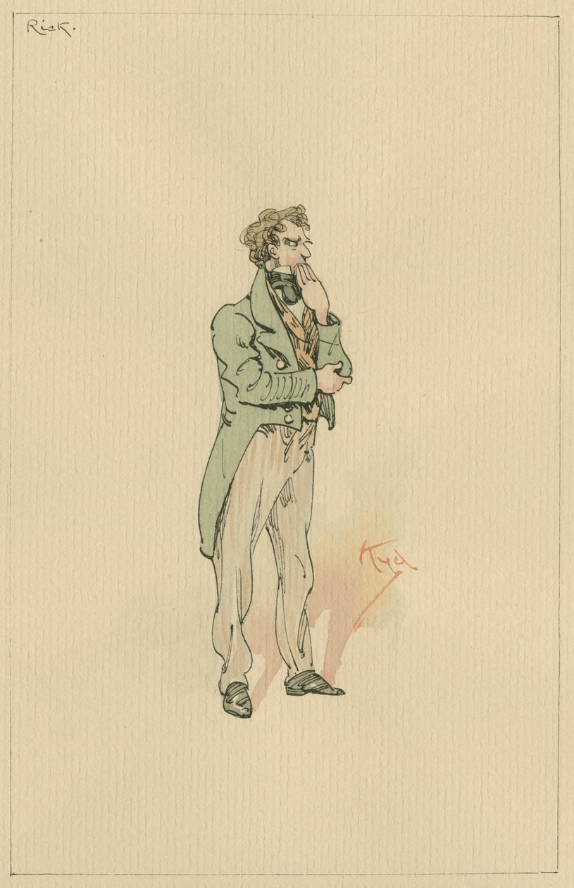 Rick, cca 1920 (pero a inkoust s wc na papíře) od Joseph Clayton Clarke