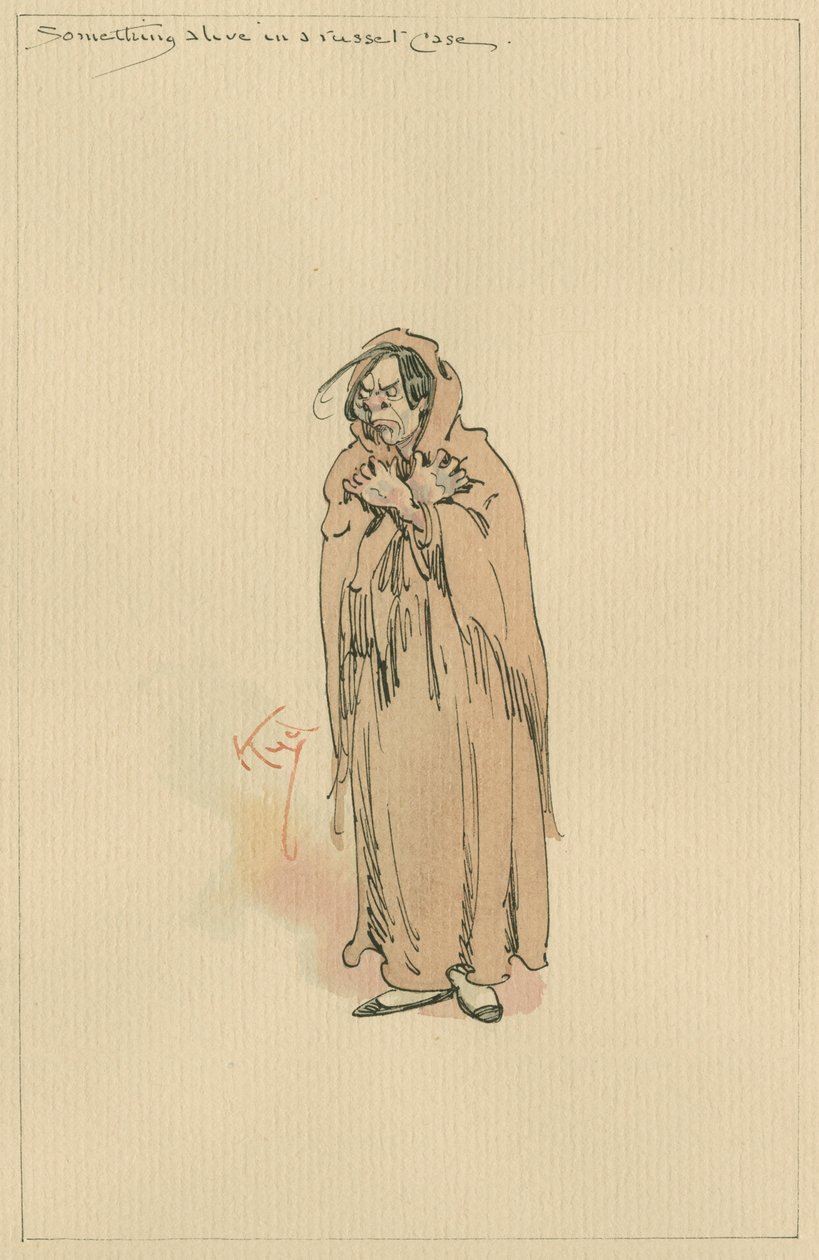 Something Alive in Russett Case, cca 20. léta (pero a inkoust s wc na papíře) od Joseph Clayton Clarke