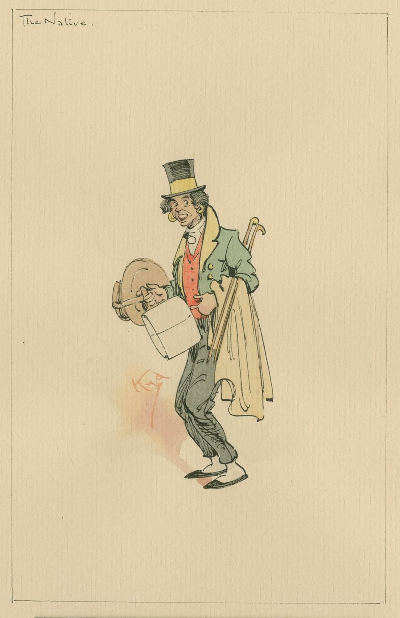 The Native, c.1920 (pero a inkoust s wc na papíře) od Joseph Clayton Clarke