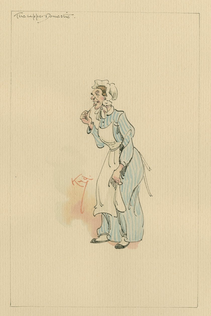 Horní domácnost, cca 20. léta 20. století (pero a tuš s čb na papíře) od Joseph Clayton Clarke