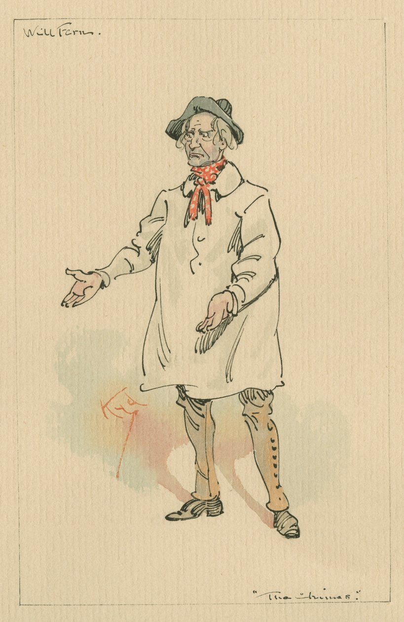 Will Fern - The Chimes, cca 1920 (pero a inkoust s wc na papíře) od Joseph Clayton Clarke