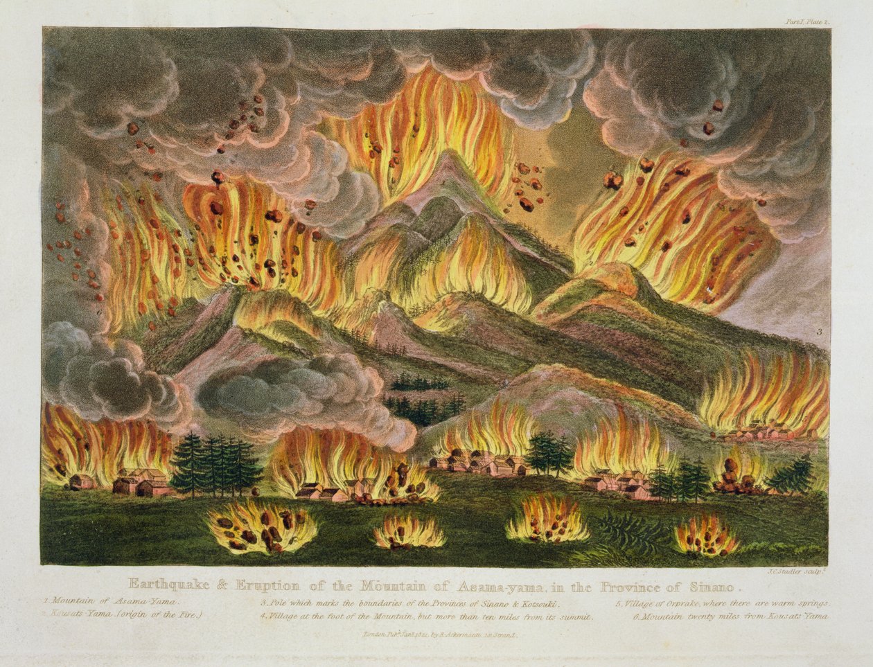 Zemětřesení a erupce hory Asama-yama, v provincii Sinano, z 