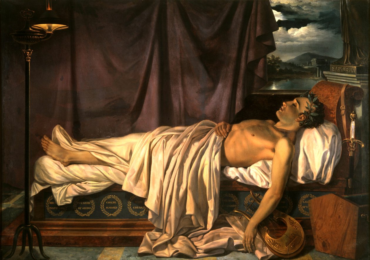 Lord Byron na smrtelné posteli od Joseph Dionysius Odevaere