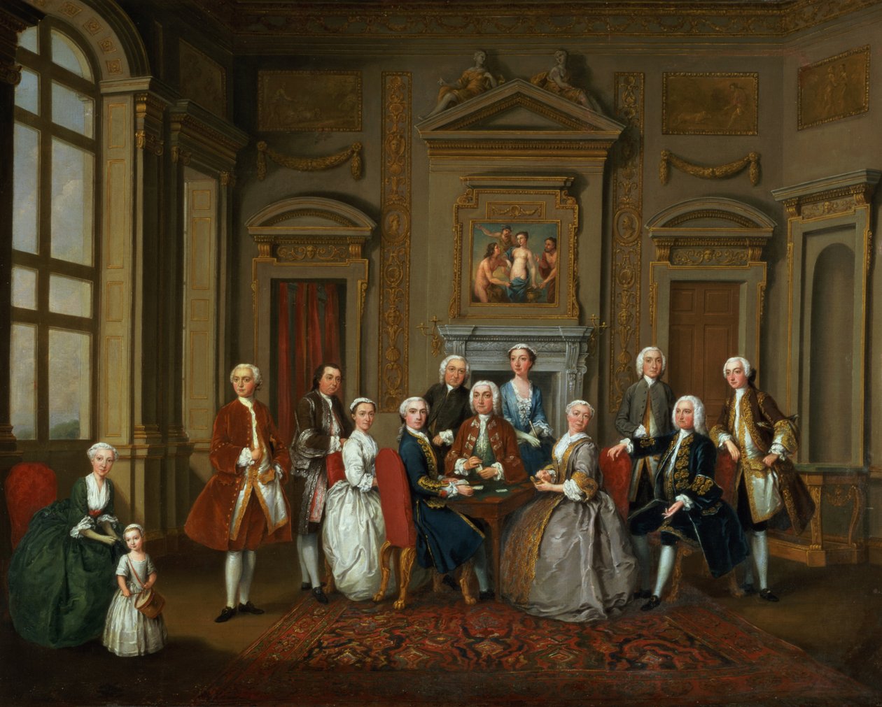 A Family in a Palladian Interior (The Tylney Group), 1740 od Joseph Francis Nollekens