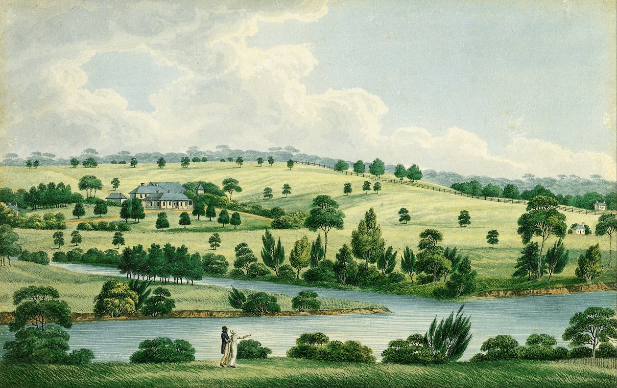 Rezidence Johna Macarthura Esqa poblíž Parramatta N.S.W. od Joseph Lycett