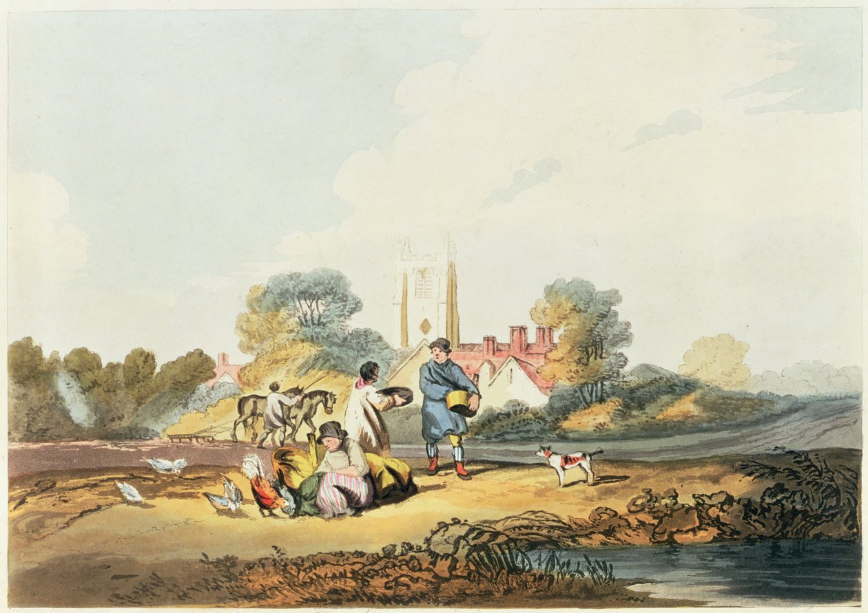 Podzim, setí obilí, 1818 (ručně kolorovaný lept a akvatinta) od Joseph Mallord William Turner
