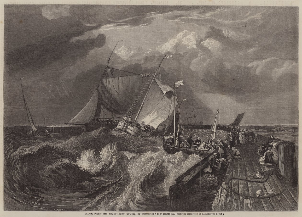 Molo Calais, připlouvající loď paketů od Joseph Mallord William Turner