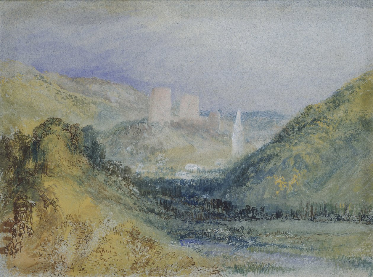 Lillebonne, cca 1823 (wc a kvaš s perem a inkoustem na papíře) od Joseph Mallord William Turner