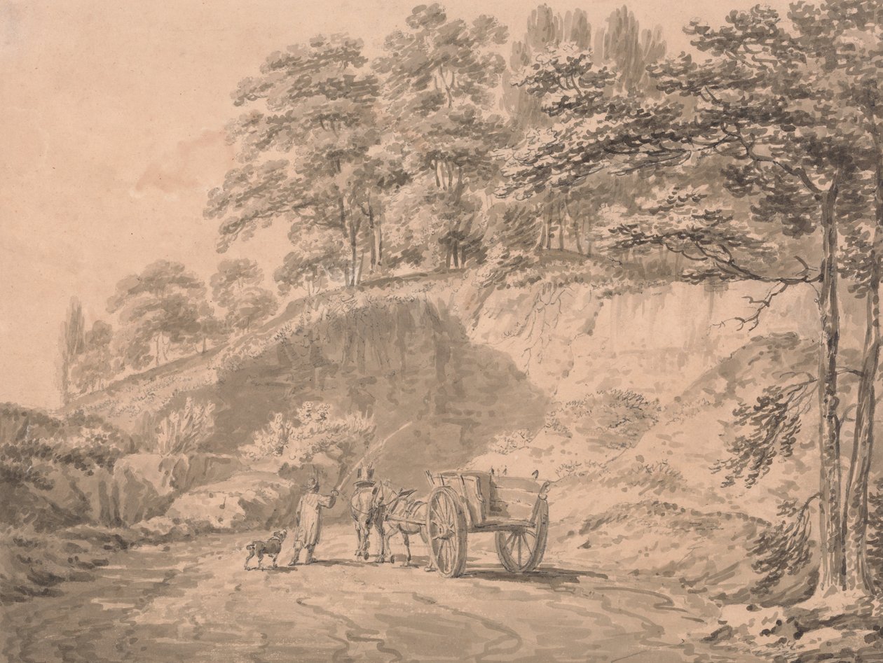 Muž s koněm a vozíkem do lomu od Joseph Mallord William Turner