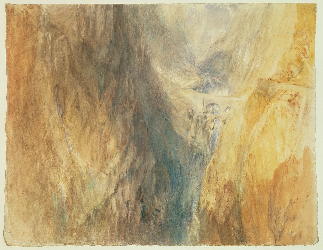0586 Ďáblův most, Svatý Gotthard, asi 1841 (čb a tuš) od Joseph Mallord William Turner