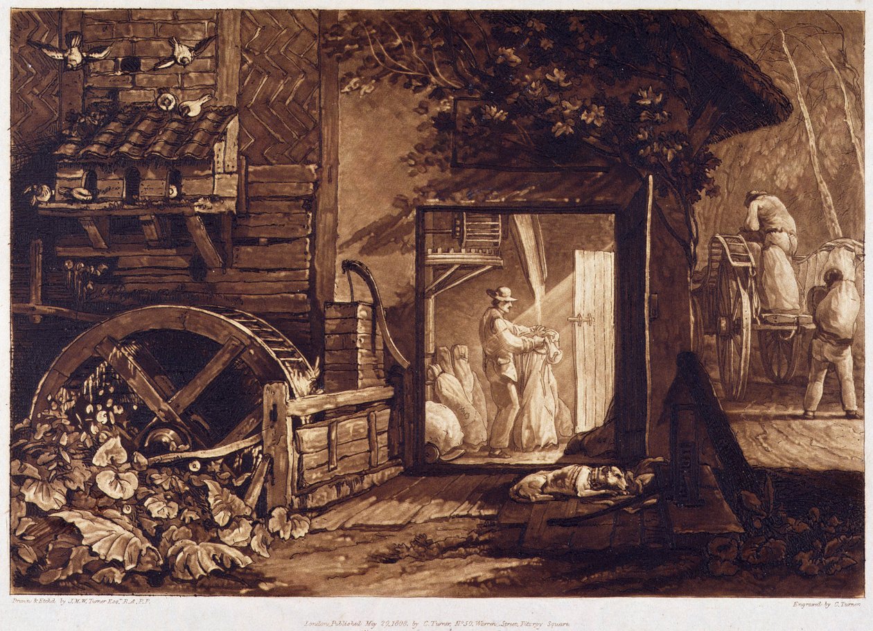 Pembury Mill, Kent, vyryl Charles Turner (1773-1857) 1853-74 od Joseph Mallord William Turner