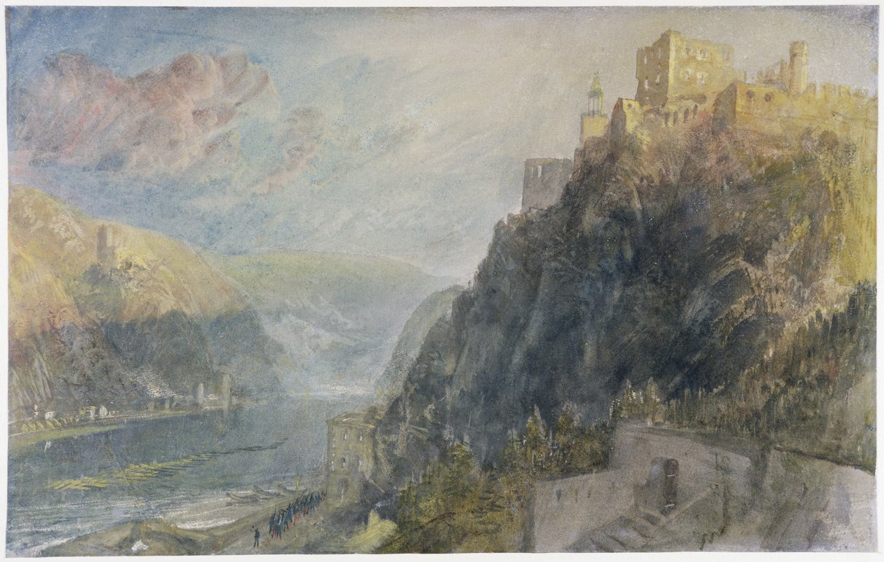 Rheinfels při pohledu na Katz a Gourhausen, 1817 (wc und kvaš na papíře) od Joseph Mallord William Turner