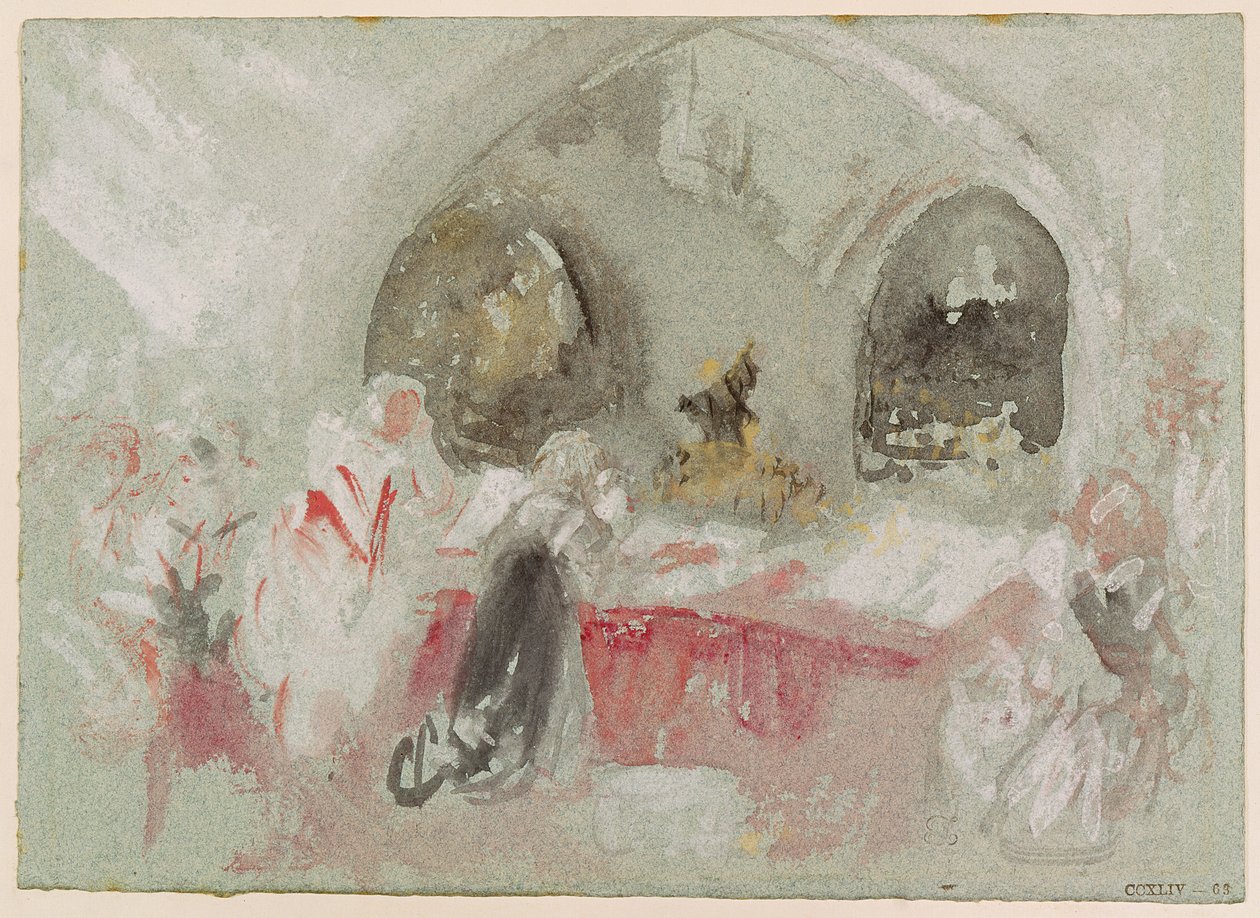 Služba v kapli v Petworth, 1830 (kvaš) od Joseph Mallord William Turner