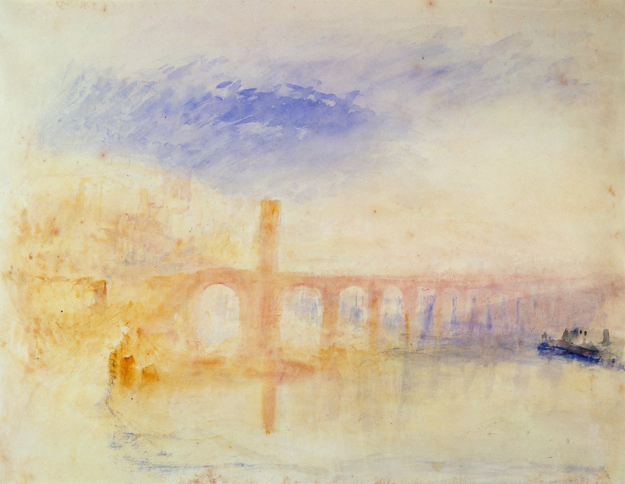 Most Moselle, Coblenz, kolem roku 1842 (wc a grafit na papíře) od Joseph Mallord William Turner
