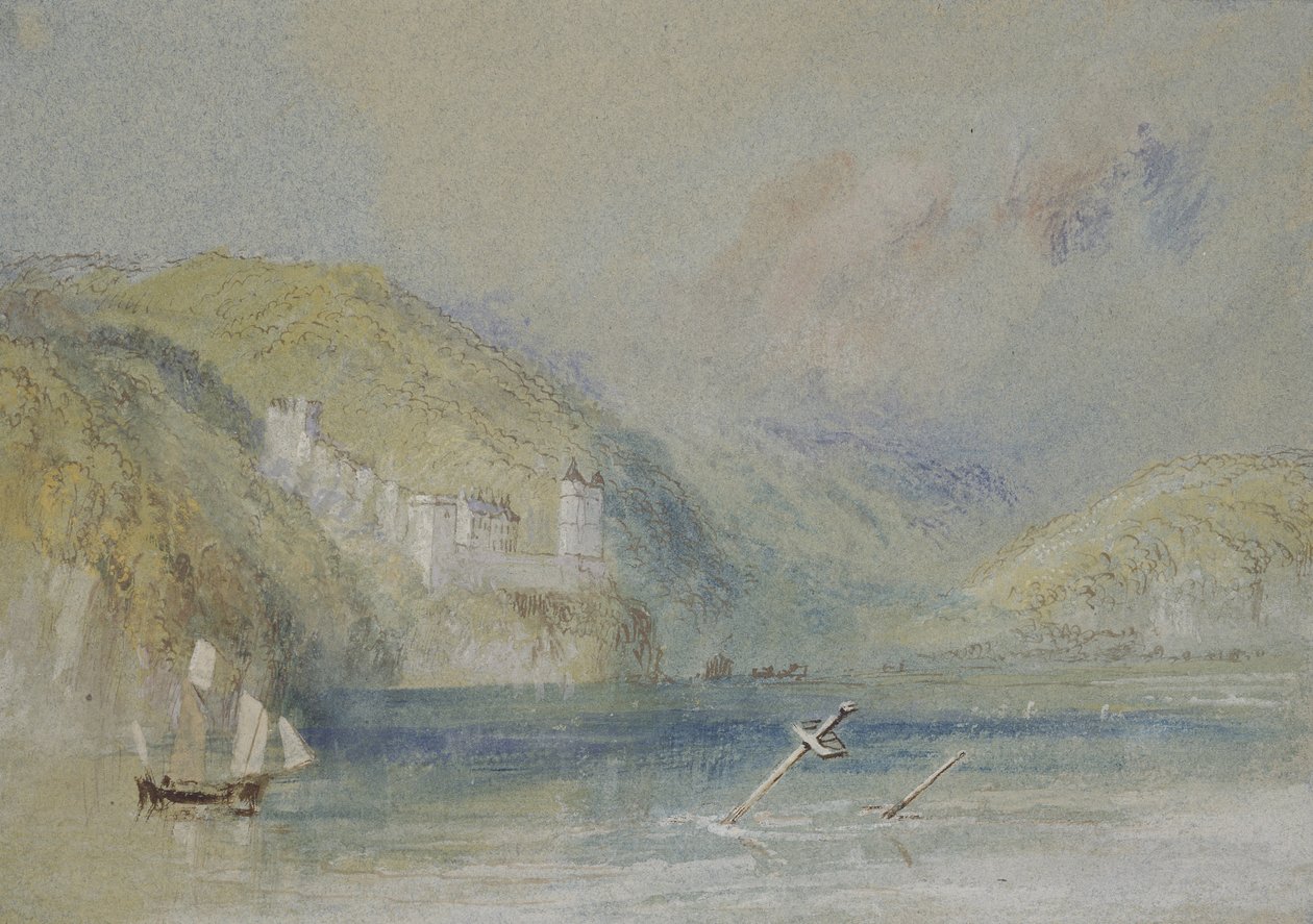 Seina poblíž Tancarville, kolem roku 1832 (wc s kvašem a perem a inkoustem na papíře) od Joseph Mallord William Turner