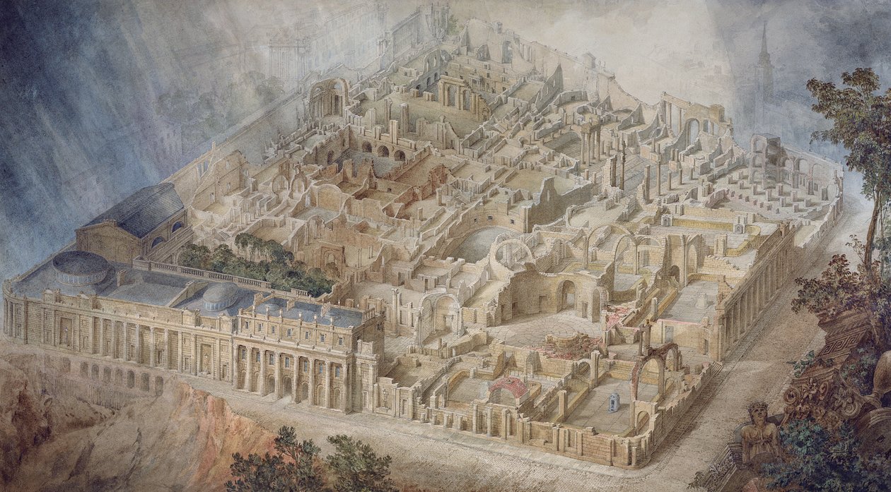 Bank of England jako ruina, 1830 od Joseph Michael Gandy