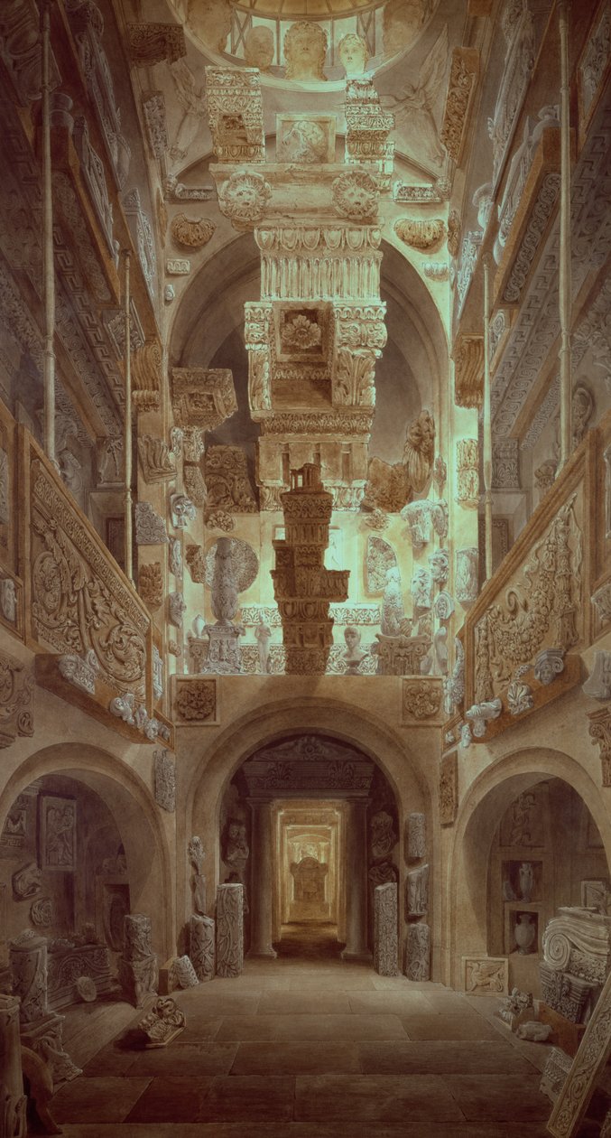 Interiér muzea Soane, od Joseph Michael Gandy