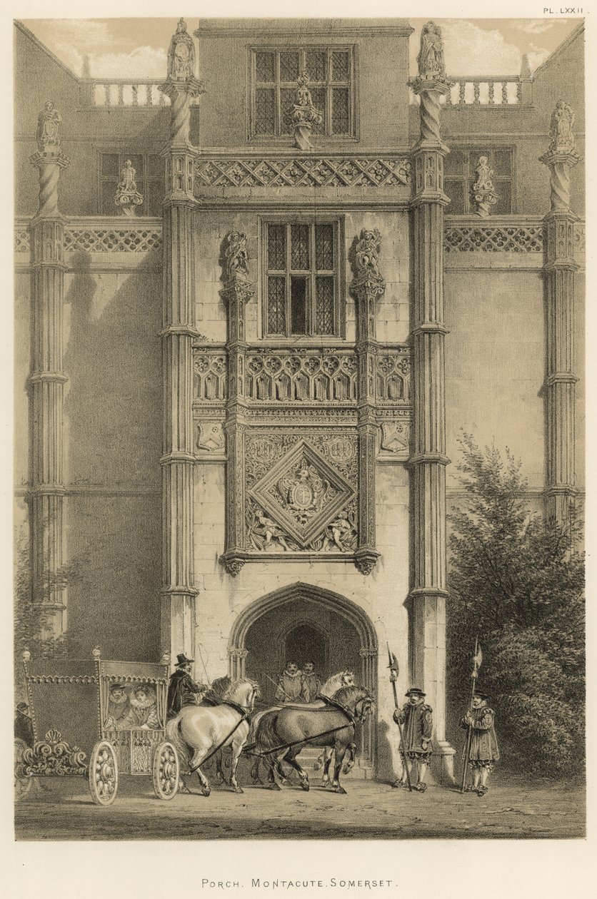 Porch, Montacute, Somerset od Joseph Nash