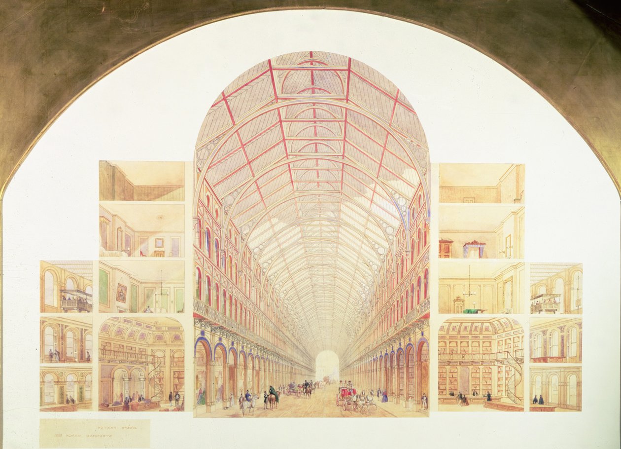 Perspektiva řezu navrhované Velké viktoriánské cesty, c.1854 od Joseph Paxton