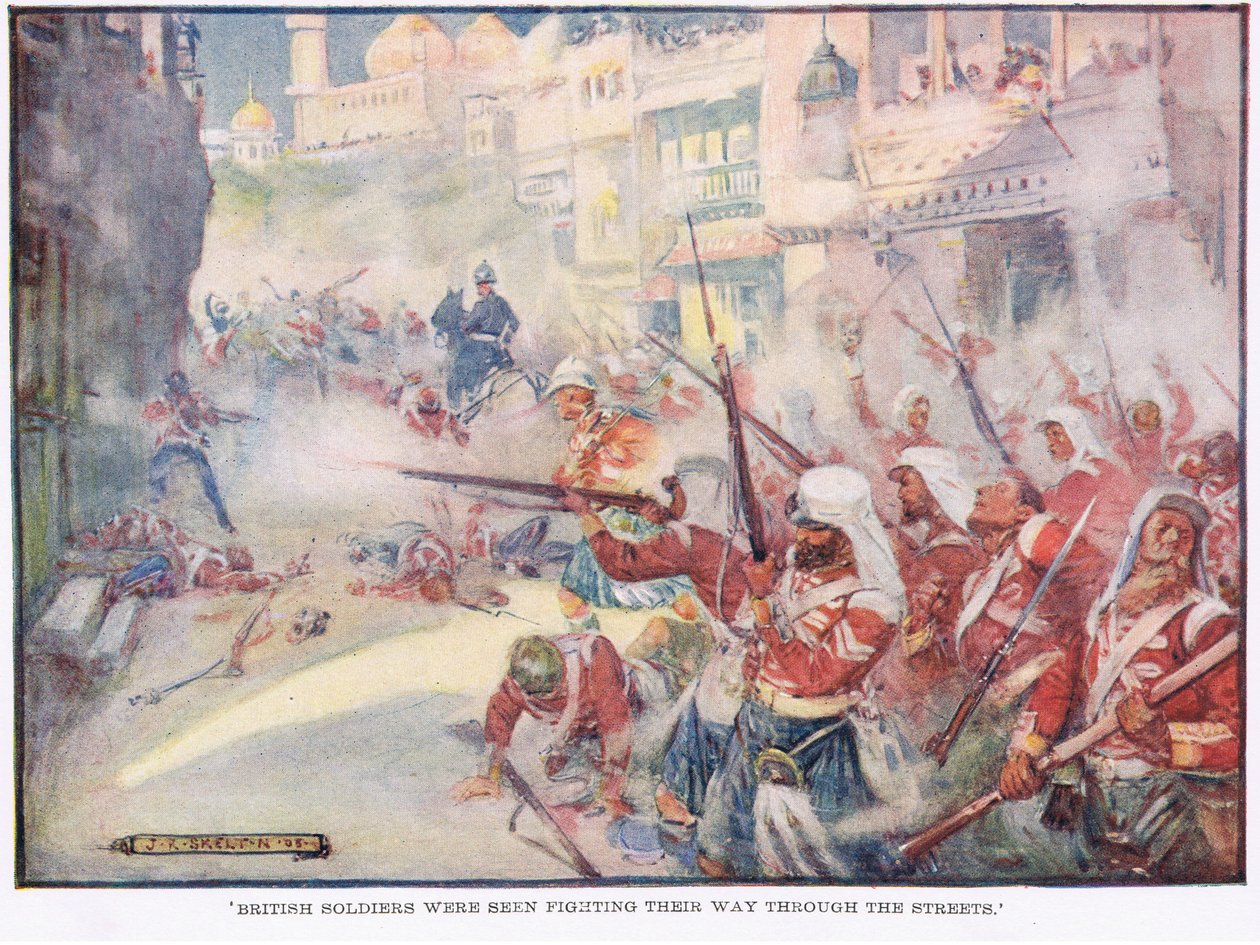 Britští vojáci se probíjeli ulicemi od Joseph Ratcliffe Skelton