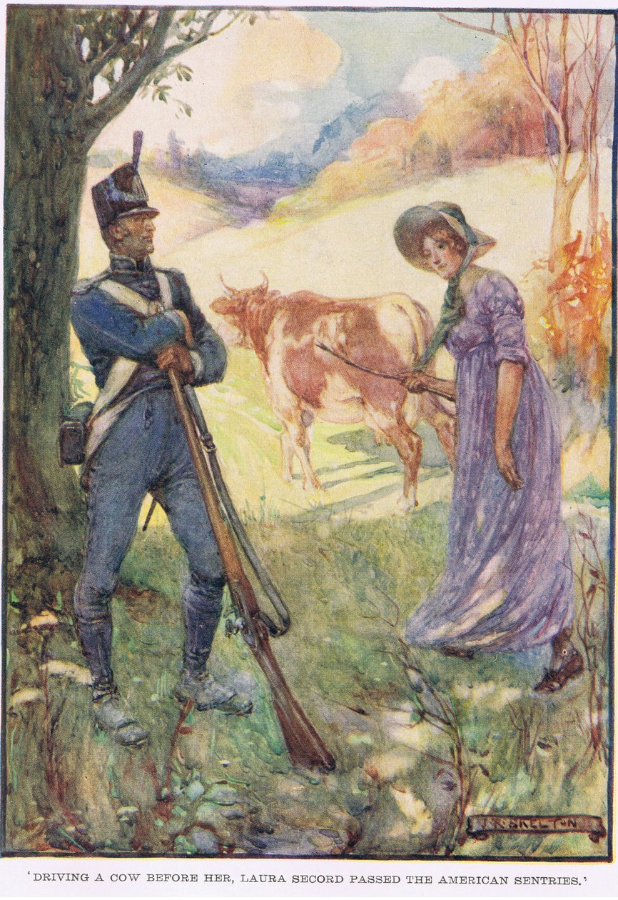 Laura Secordová řídila krávu před americkými hlídkami od Joseph Ratcliffe Skelton