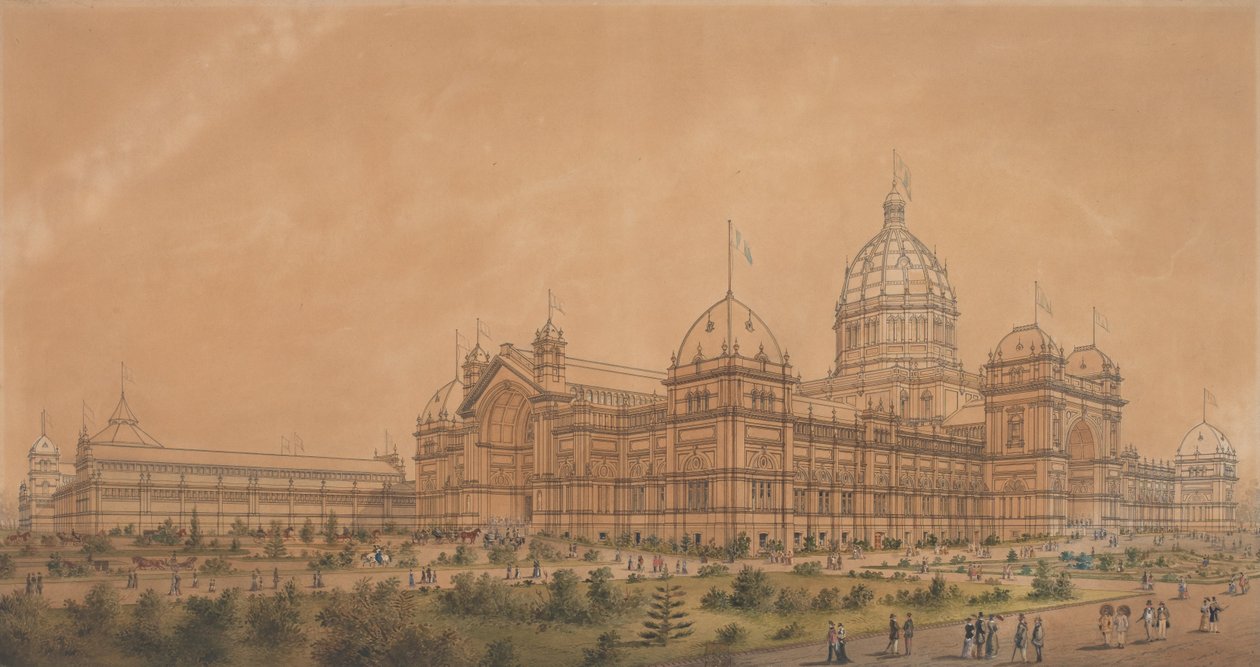 The Exhibition Building Melbourne 1880, the South West Aspect of the Main Hall od Joseph Reed
