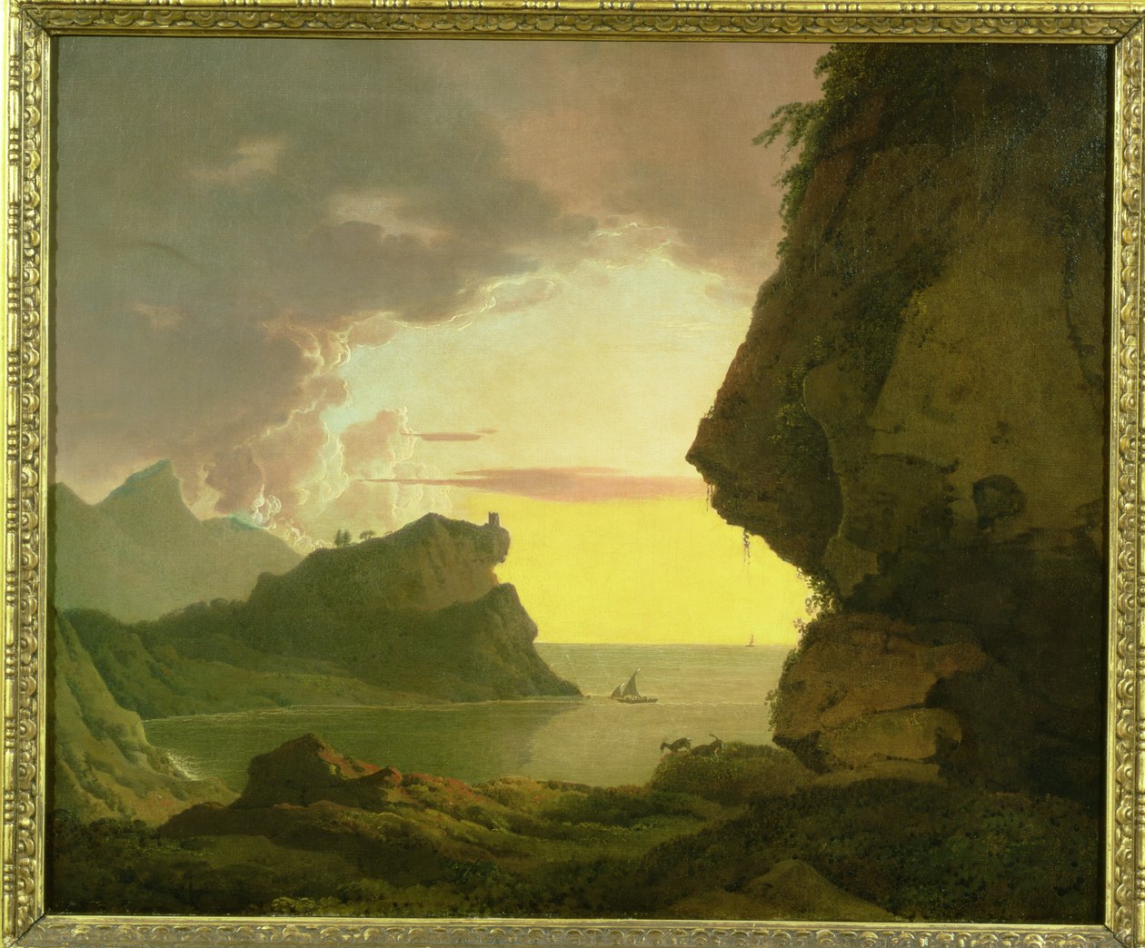 Západ slunce na pobřeží poblíž Neapole, c.1785-90 od Joseph Wright of Derby