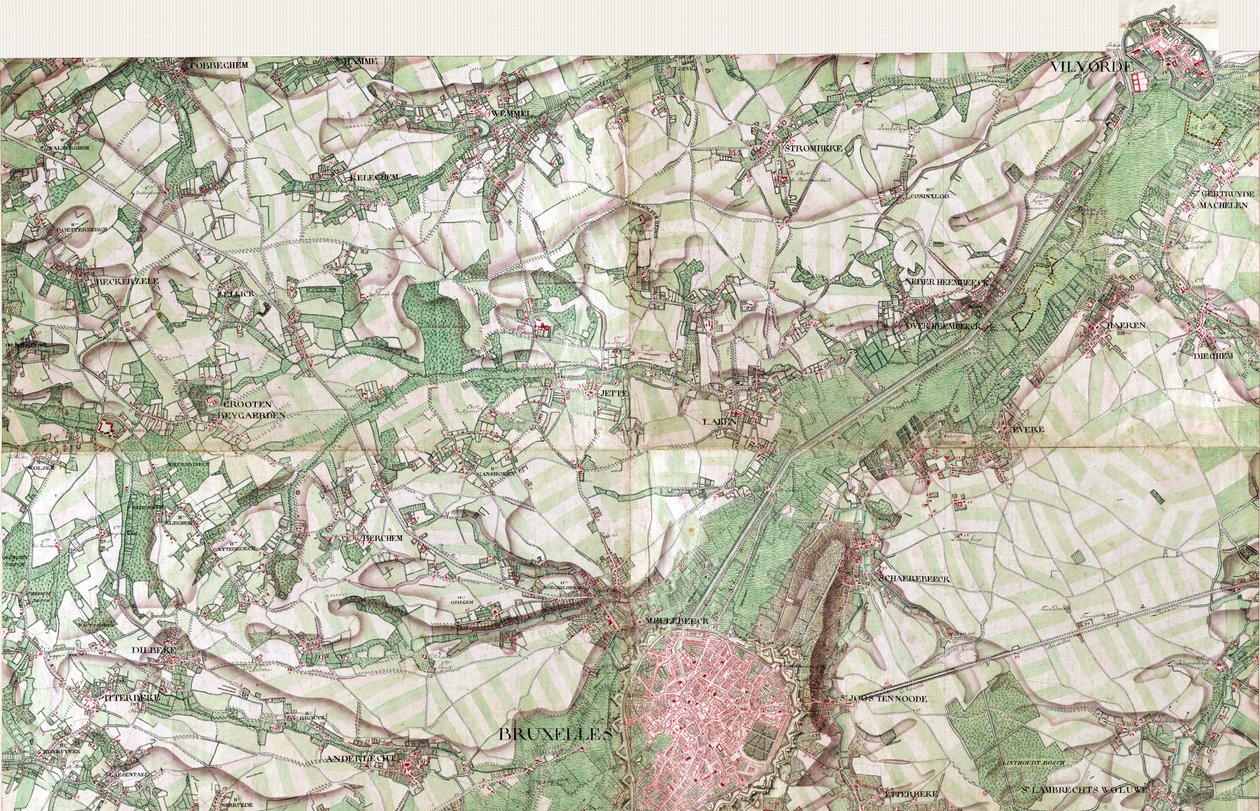 Mapa Bruselu od Joseph de Ferraris