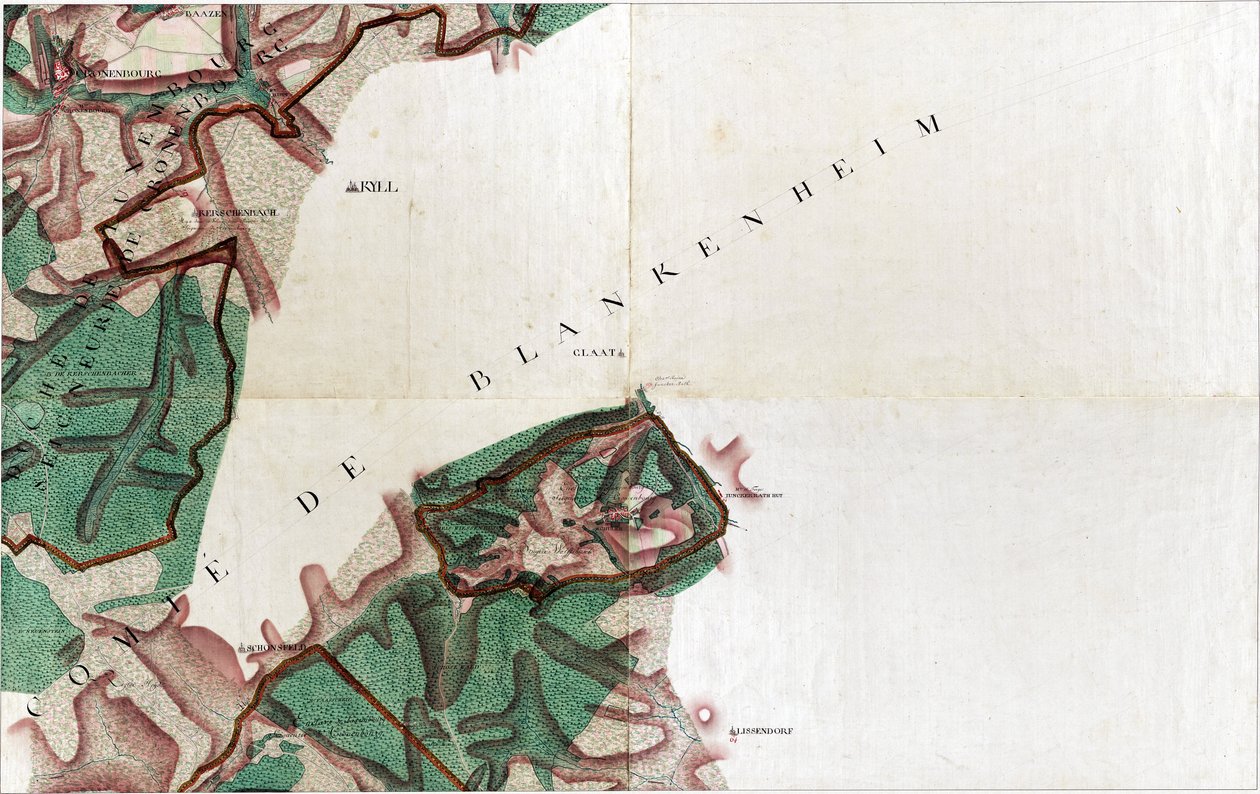 Mapa Cronenbourg - Kronenburg Dahlem od Joseph de Ferraris