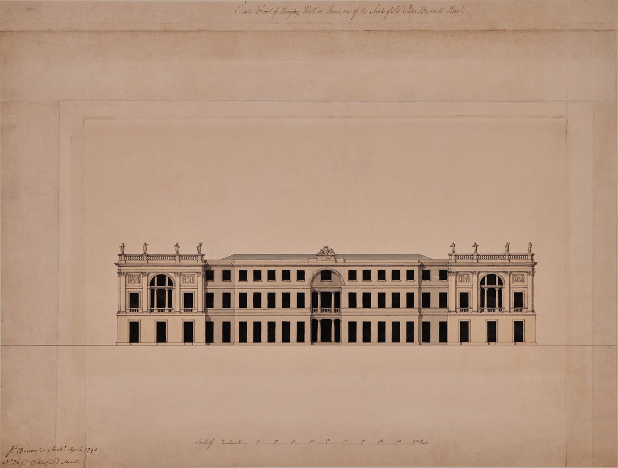 Východní fronta Langley Hall v Kentu od Joseph Bonomi