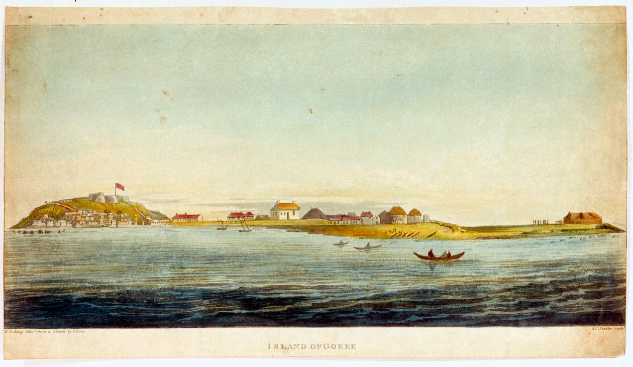 Ostrov Goree (kolorovaná akvatinta) od Joseph Constantine Stadler