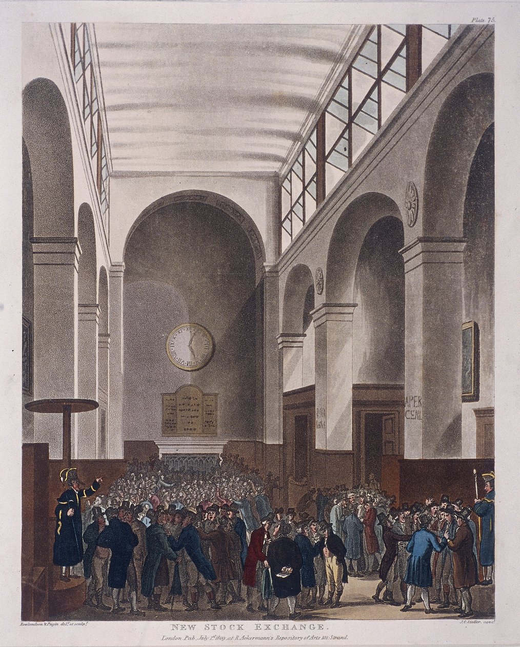 Burza cenných papírů, Bartholomew Lane, Londýn, 1809 od Joseph Constantine Stadler