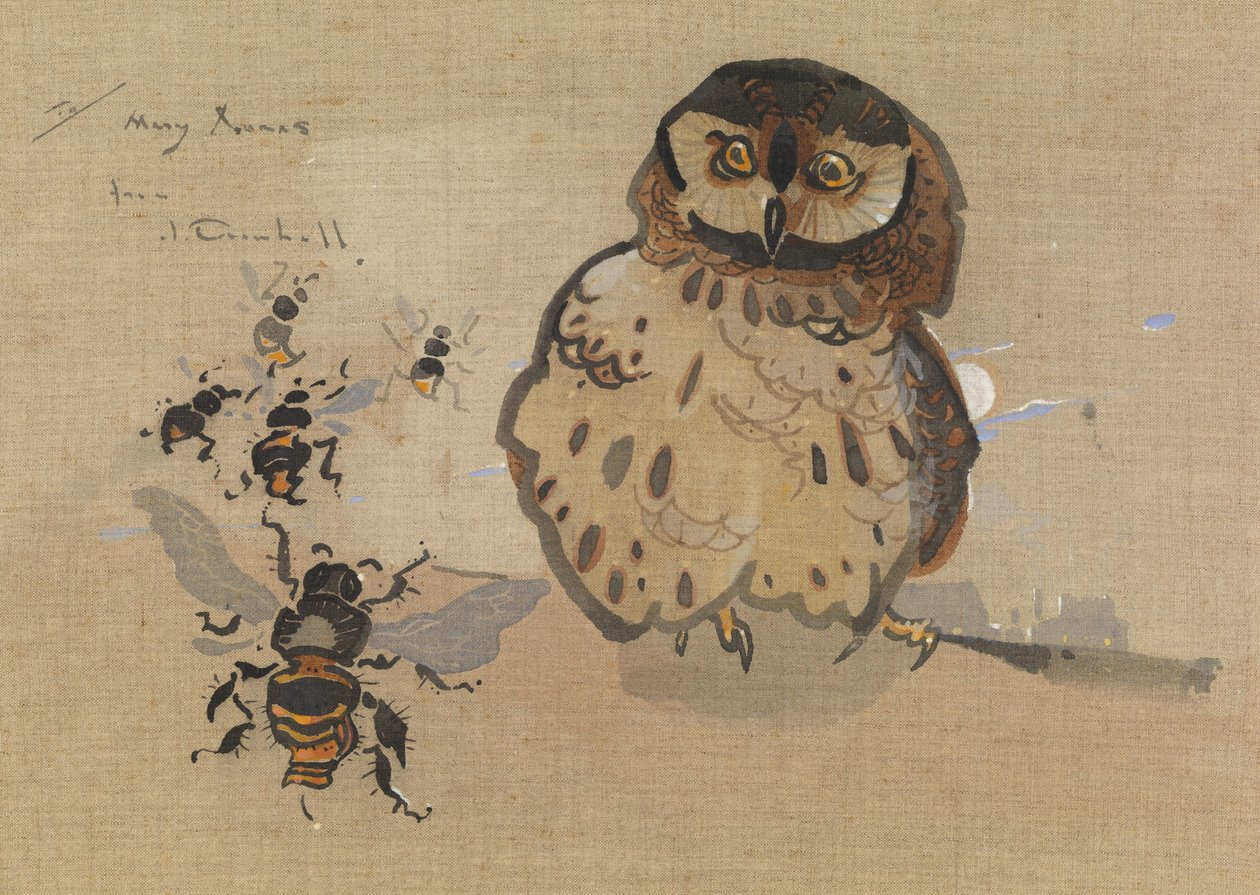 Pöllö ja mehiläiset (guassi pellavalle) od Joseph Crawhall