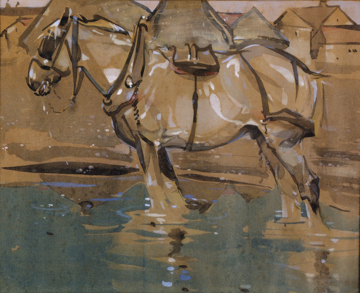 Drinking Pool (wc a kvaš na papíře) od Joseph Crawhall