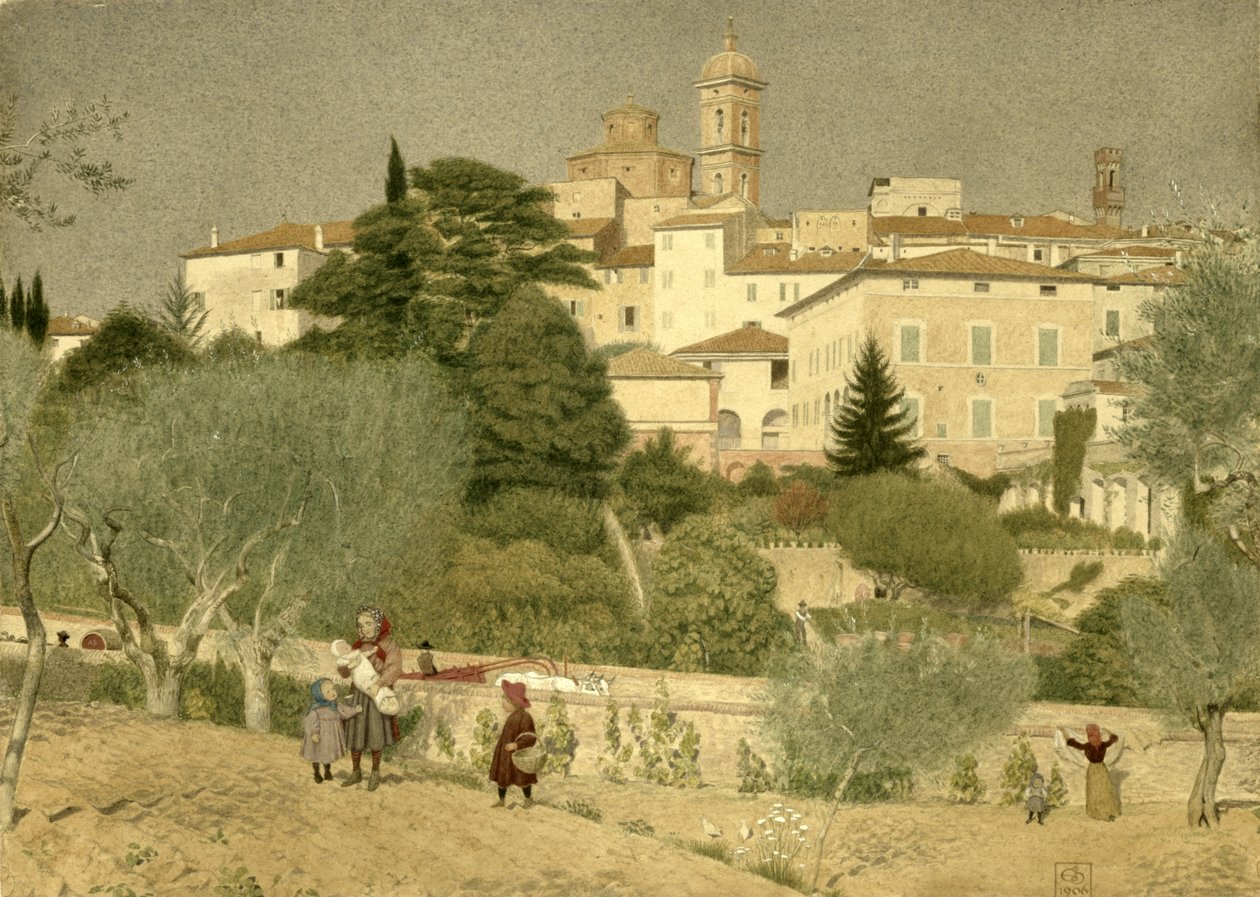 V Toskánsku, 1906 (wc na papíře) od Joseph Edward Southall